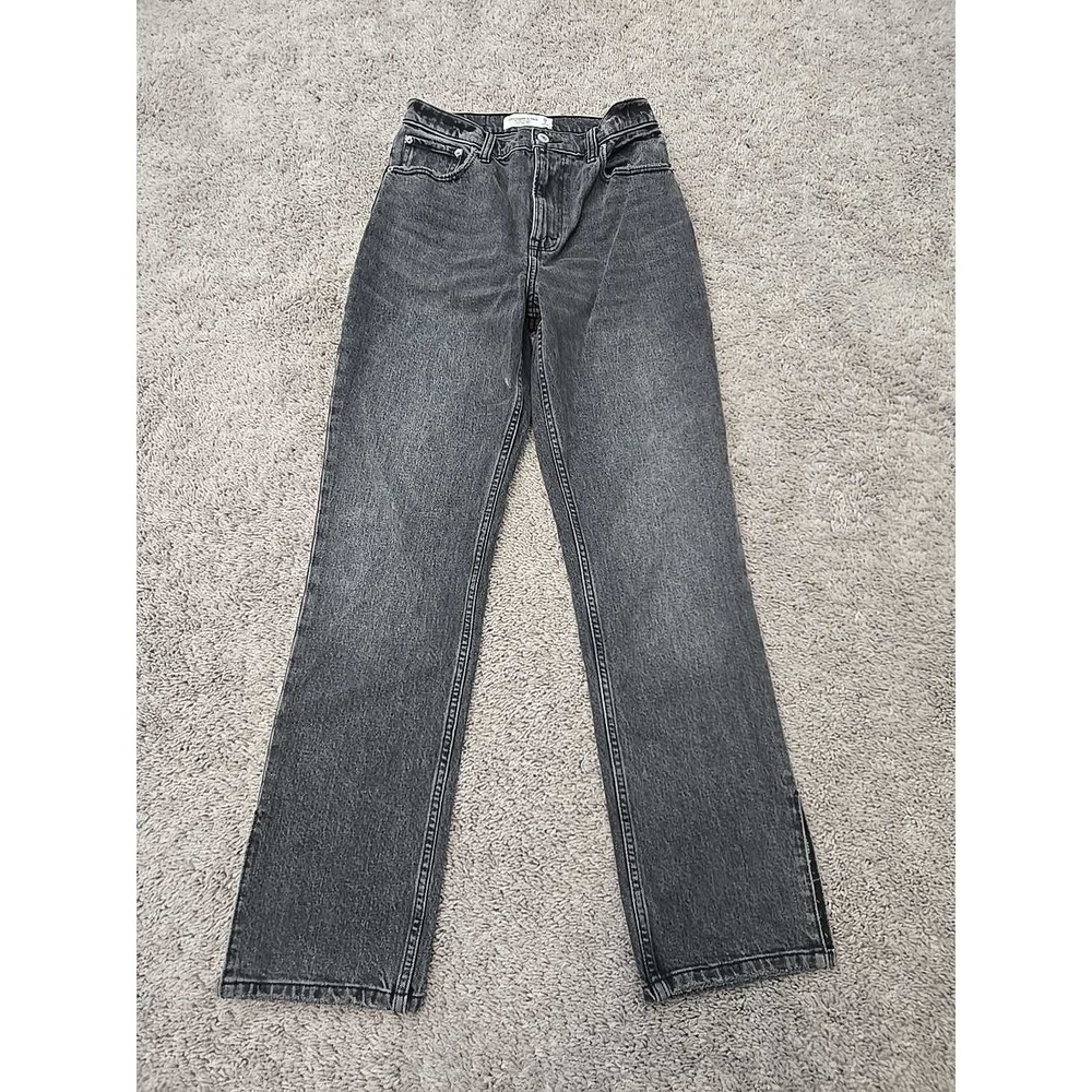 Abercrombie & Fitch Jeans Womens 26/2S Black Good 90s Ultra High Rise Ankle Slit